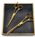 Two gold scissors on a black marble tray with a gold frame - Viva Instruments 