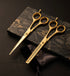 Two gold professional barber scissors  viav instruments 