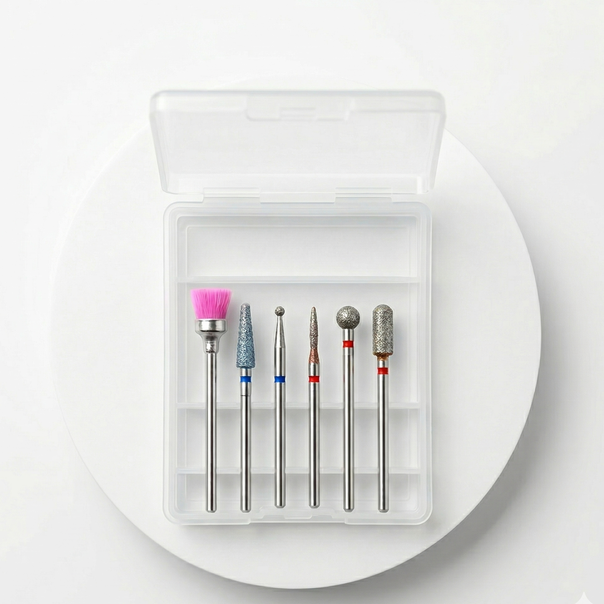 Professional Diamond Nail Drill Bit Set (6-Piece) with Nylon Brush Set of 