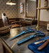 Barbershop interior with professional  blue scissors, mirror, and barber chair - viva instruments 