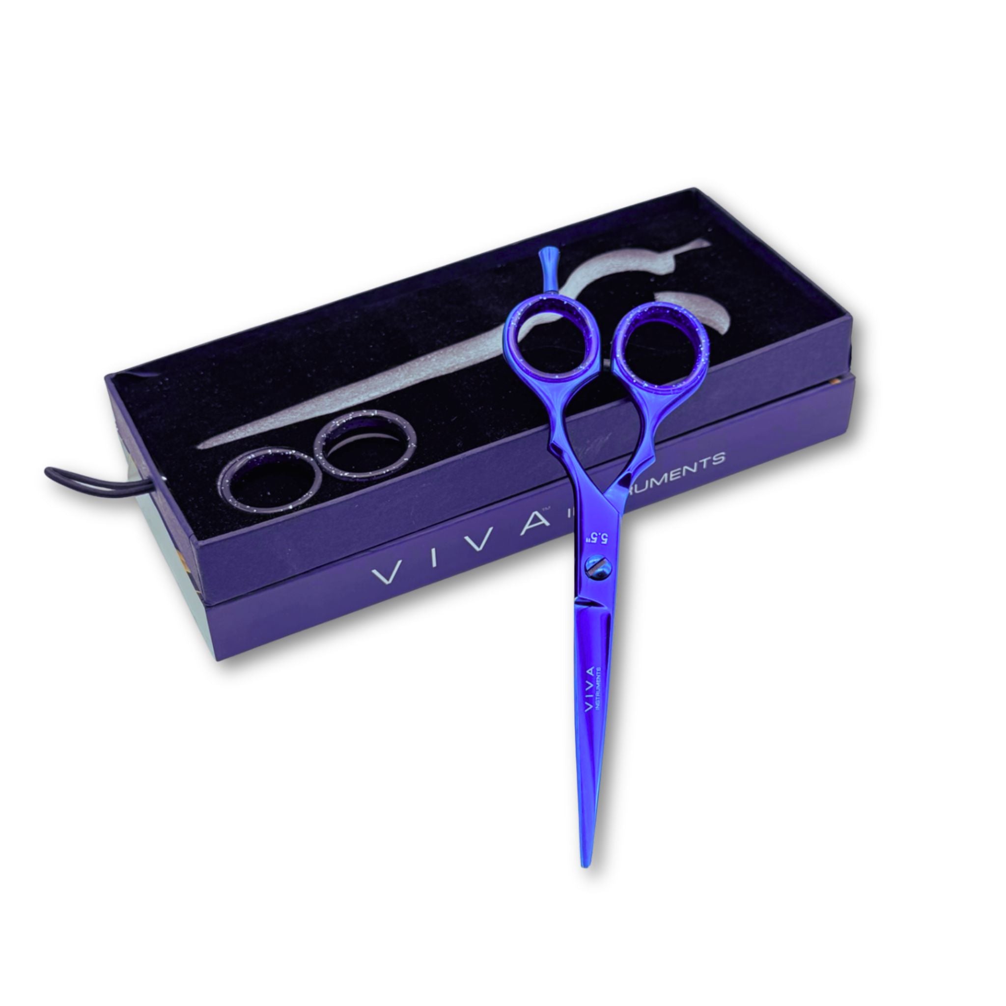 barber scissors haircut shears 5.5 inch blue colour - viva instruments 