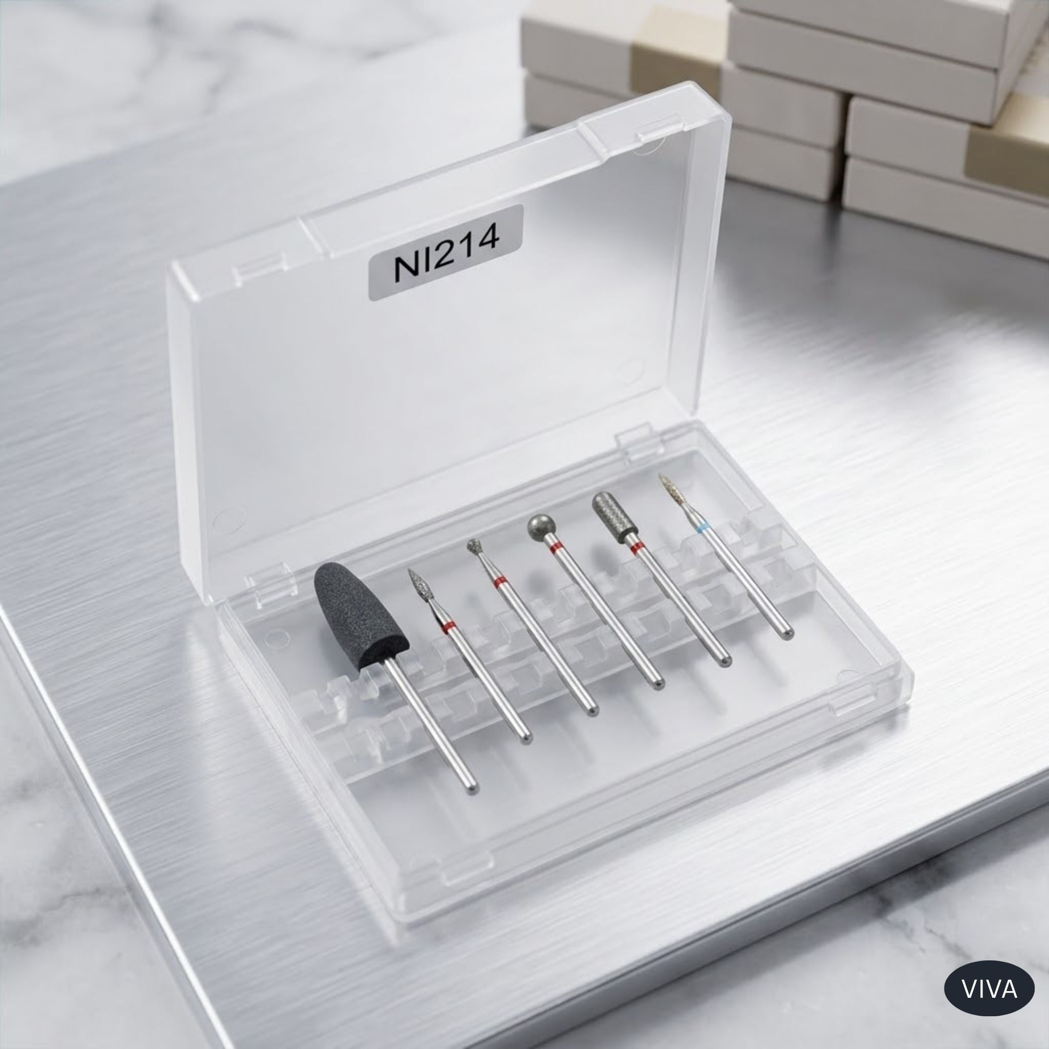 professional e file drill bit set for nails and podiatry - viva instruments