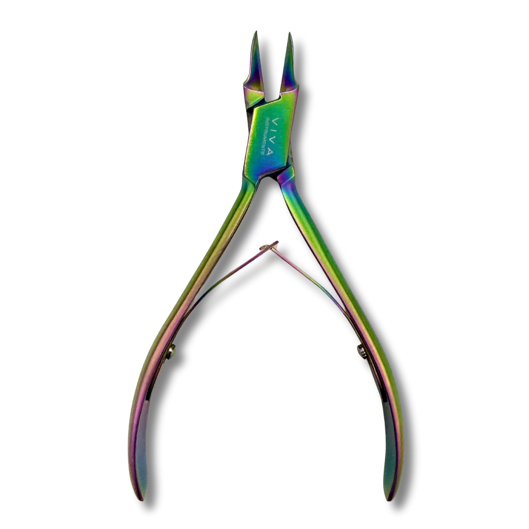 podiatry nail clippers flame pointed titanium finish - viva instruments