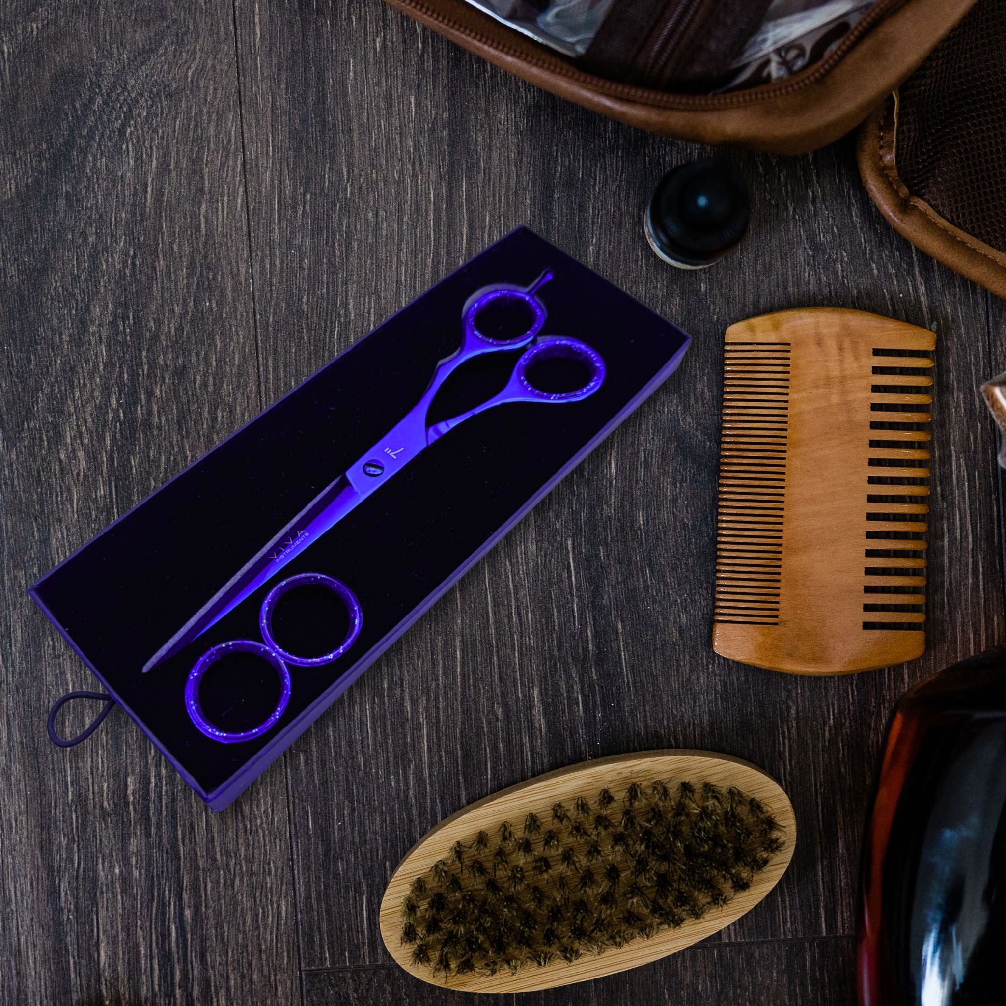 barber scissors haircut shears 7 inch blue colour hairdressing - viva instruments 