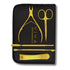 Gold nail care manicure tools set in a black case with 'VIVA INSTRUMENTS' branding.