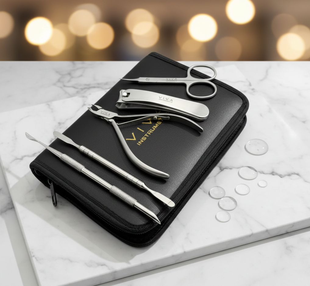 Silver Manicure Nail Tool Kit - 5 Pieces