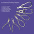Set of six podiatry nippers on a purple background with product names listed.
