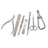 Set of metal nail care tools on a white background - viva instruments
