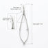 A pair of stainless steel nail cutters shown on a white background with measurement annotations indicating total length 11cm, blade beak to screw length 2cm, and cutting blade area 1.2cm.