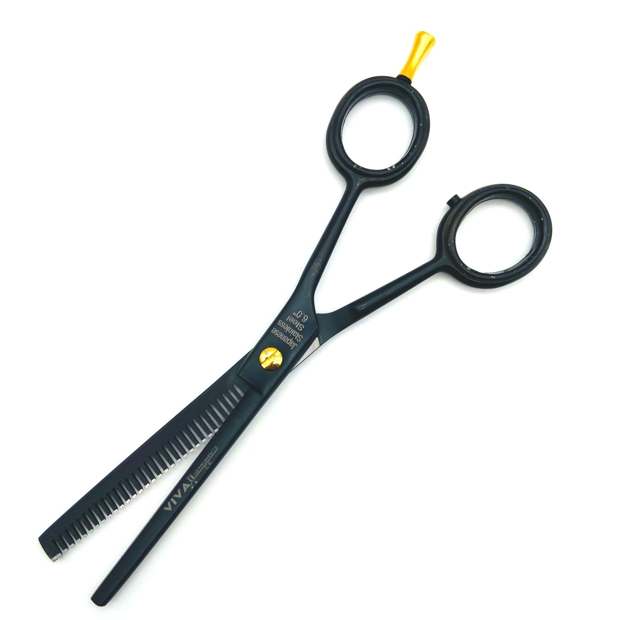 Hair Scissors - Barber Thinning Scissors 6'' Inch - Black